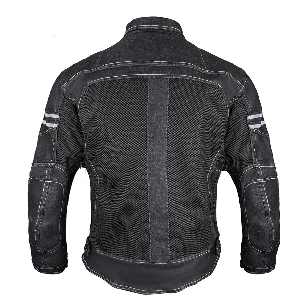 Motorcycle Jacket Men Riding Suit Black Four Seasons Denim Top Breathable Mesh Cycling Jersey Daily Durable Protective Clothing