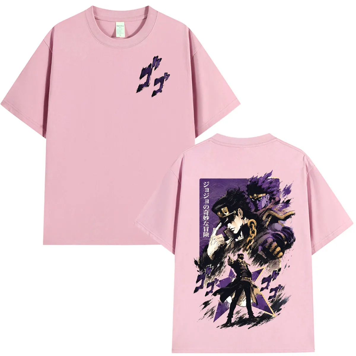 Anime JoJo Bizarre Adventure Kujo Jotaro T-Shirts für Männer und Frauen, Modische Baumwoll-Oversize-Kurzarm-T-Shirts, Streetwear – Detail 4
