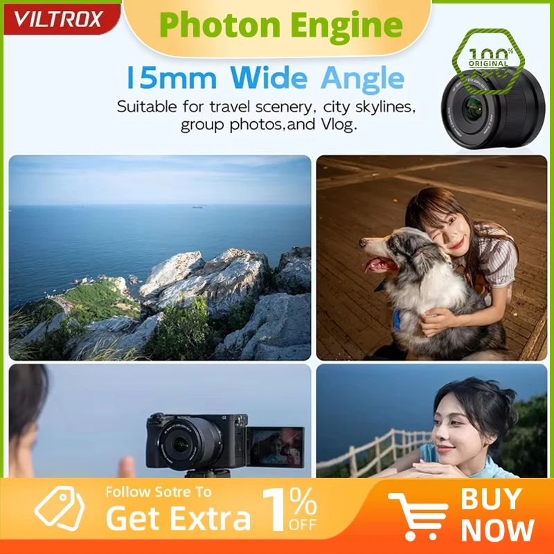 Viltrox AF 15mm F1.7 Air APS-C Autofocus groothoek portretlens met grote diafragma voor Sony E, Fuji X en Nikon Z-vatting