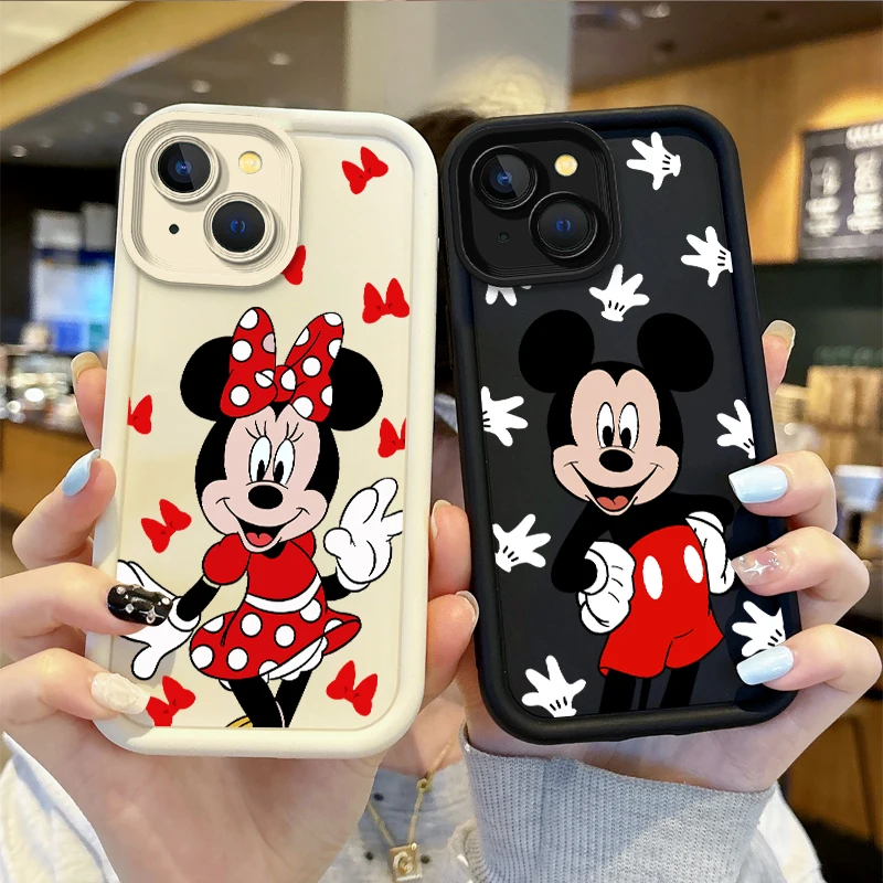 

Lovers Disney Mickey Minnie Phone Case for iPhone 16 15 14 13 12 11 Pro Max 16 15 14 8 7 Plus X XS Max 8 7 Silicone Matte Covers