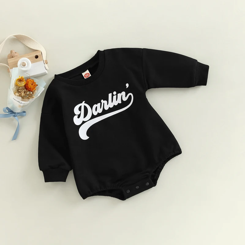 Newborn Baby Boy Girl Crewneck Sweatshirt Romper Oversized Long Sleeve Bodysuits Outfit Cute Fall Spring Tops Clothes