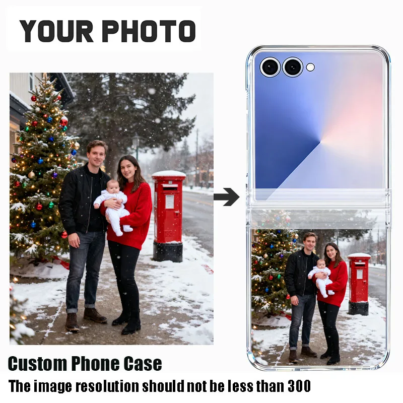 DIY Personalized Customized Photo Folding Phone Case For Samsung Galaxy Z Flip 8 7 FE 6 5 4 3 5G Design Picture Hard Clear Cover