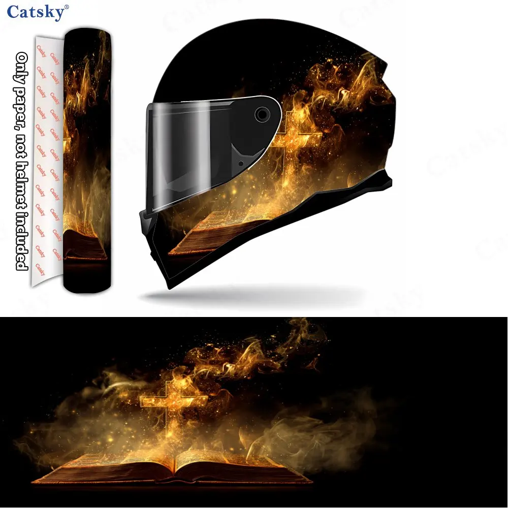 Magical Fiery Scripture Pattern Helmet stickers , PVC Material Multifunctional Helmet Stickers, Scratch-Resistant & Fade-Proof,