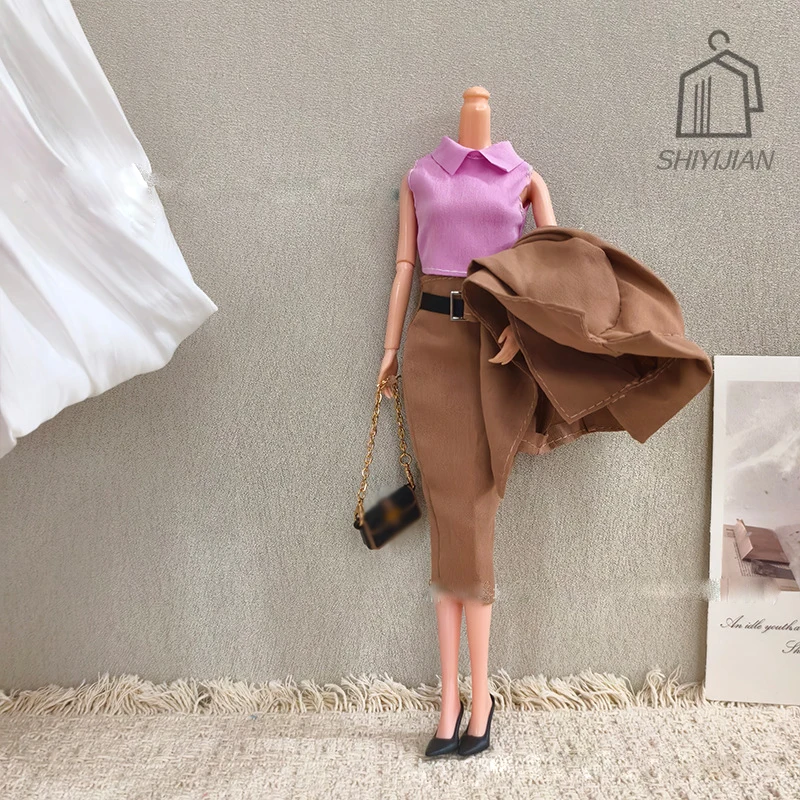 New 30cm Doll Clothes Accessories Fashion Luxury Winter Workwear Shirt Trench Coat Skirt Shoes For 1/6 Supermodel Doll Dress Up