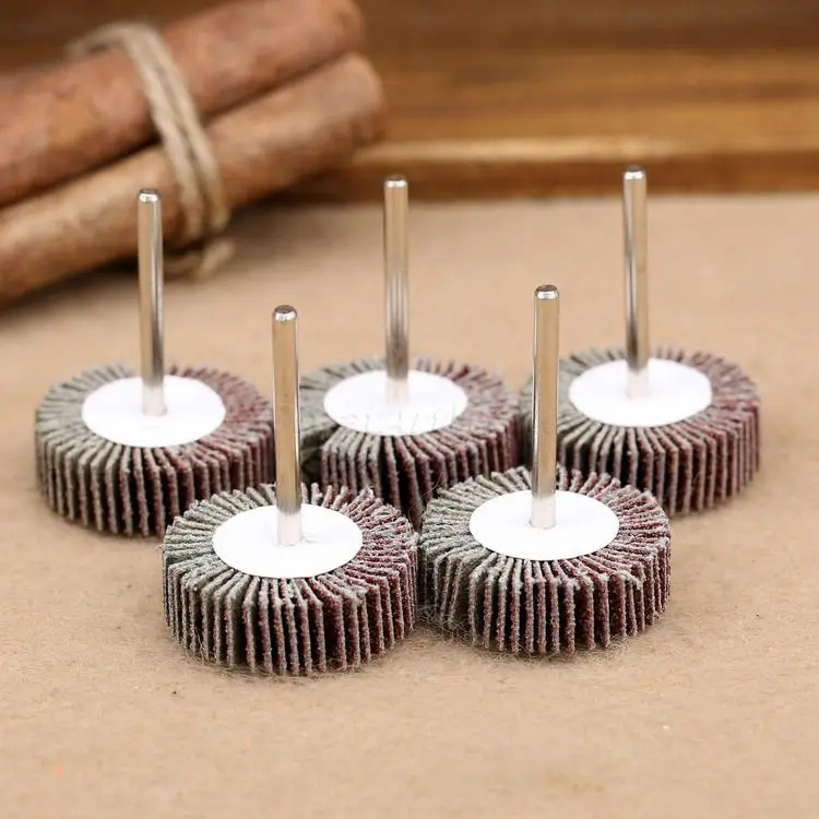 5Pcs 80#Grit Sanding Disc Sandpaper Flap Wheel Set Handle Shutter Polishing Head Mandrel Buffing Rotary Tools Dremel Accessories