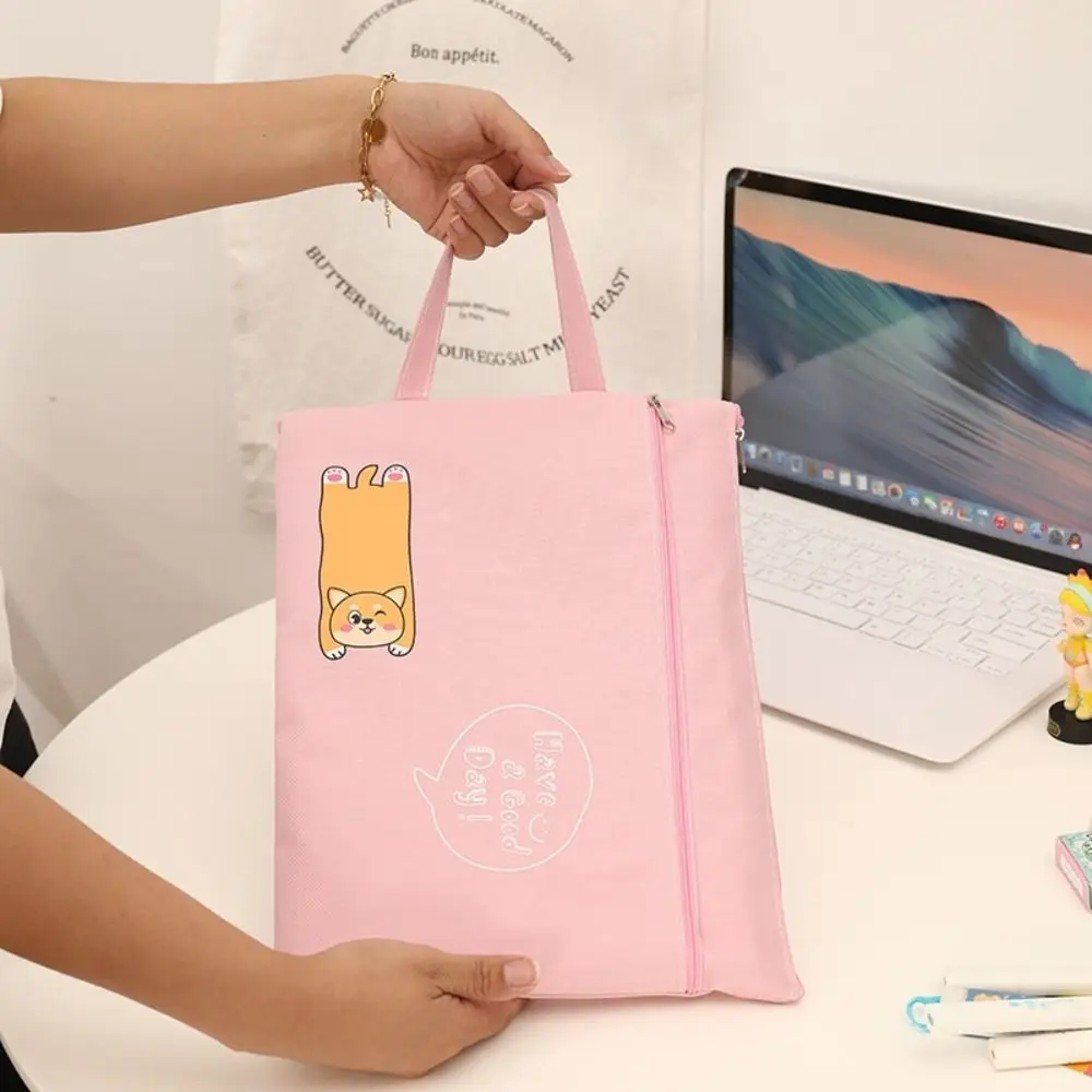 Cute Double Layer A4 File Folder Handheld Cartoon Test Paper Storage Folder Large Capacity Waterproof Envelope Folder