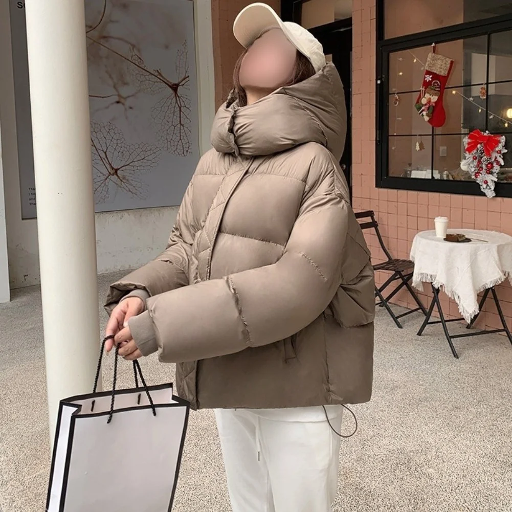Women's Casual Short Hooded Drawstring Cotton Jacket
