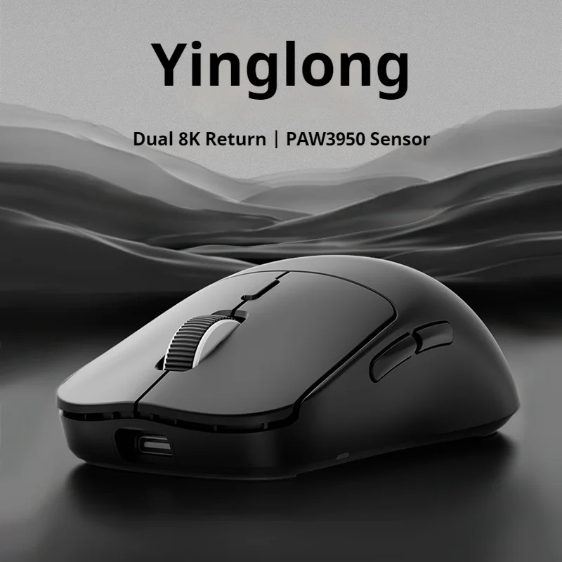 Skn Yinglong Wireless Mouse Three Mode Paw3950 Game Bluetooth E-Sports Double 8k 52g Lightweight Low Delay Middle Mouse Gifts