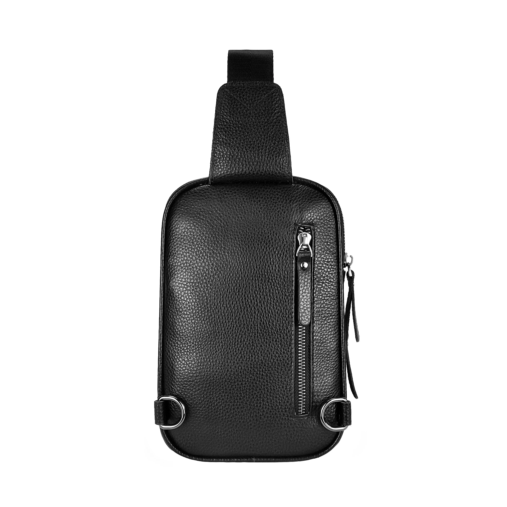 Genuine Leather Small Sling Bag Casual Crossbody Shoulder Chest Cell Phone Purse Fanny Packs Gifts for Women Men Black