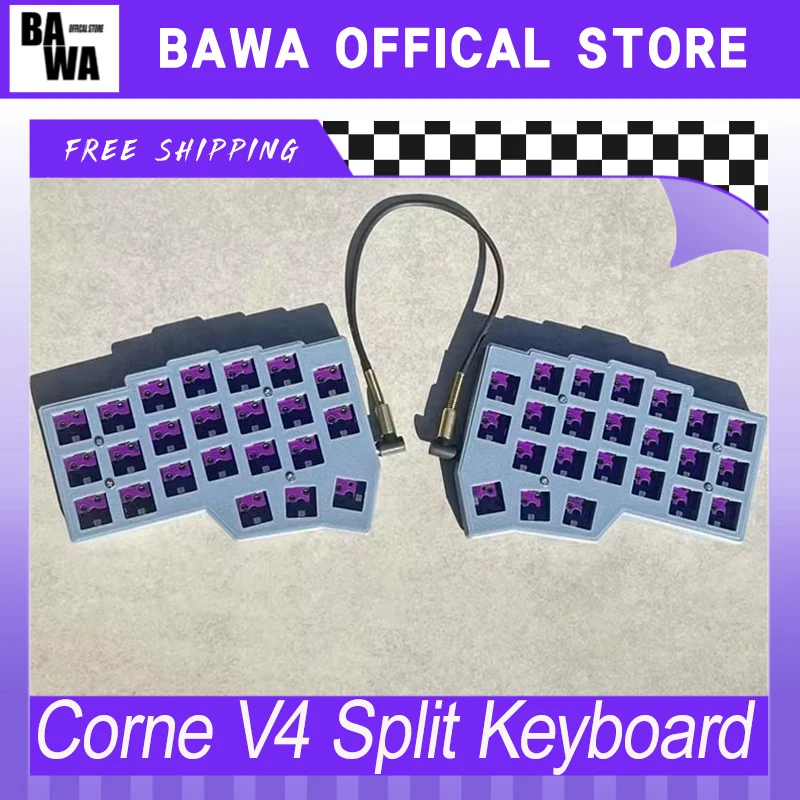 Corne V4 Split Keyboard RP2040 RGB Hot Swap Support QMK/VIAL Split Keyboard Kit with 3.5mm Audio Line Customized PC Gamer Gifts