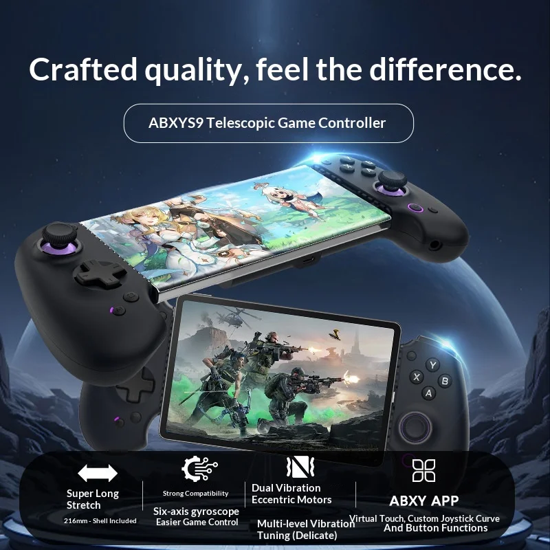 Abxylute S9 Stretch Game Controller Android IOS Type-C Bluetooth Mobile Phone Gamepad For Delta Action Path Of Exile 2 Gamer