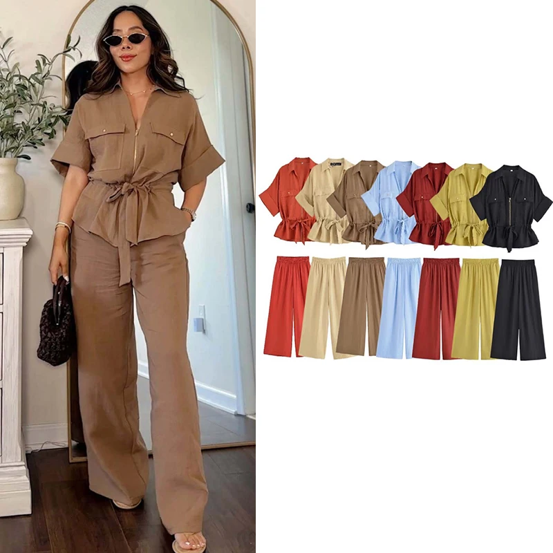 

Summer Pants Sets Women's 2025 New Suits Chic Loose Shirts Pants Women's Sets Fashion Elegant Street Holiday Youth 2-piece Set
