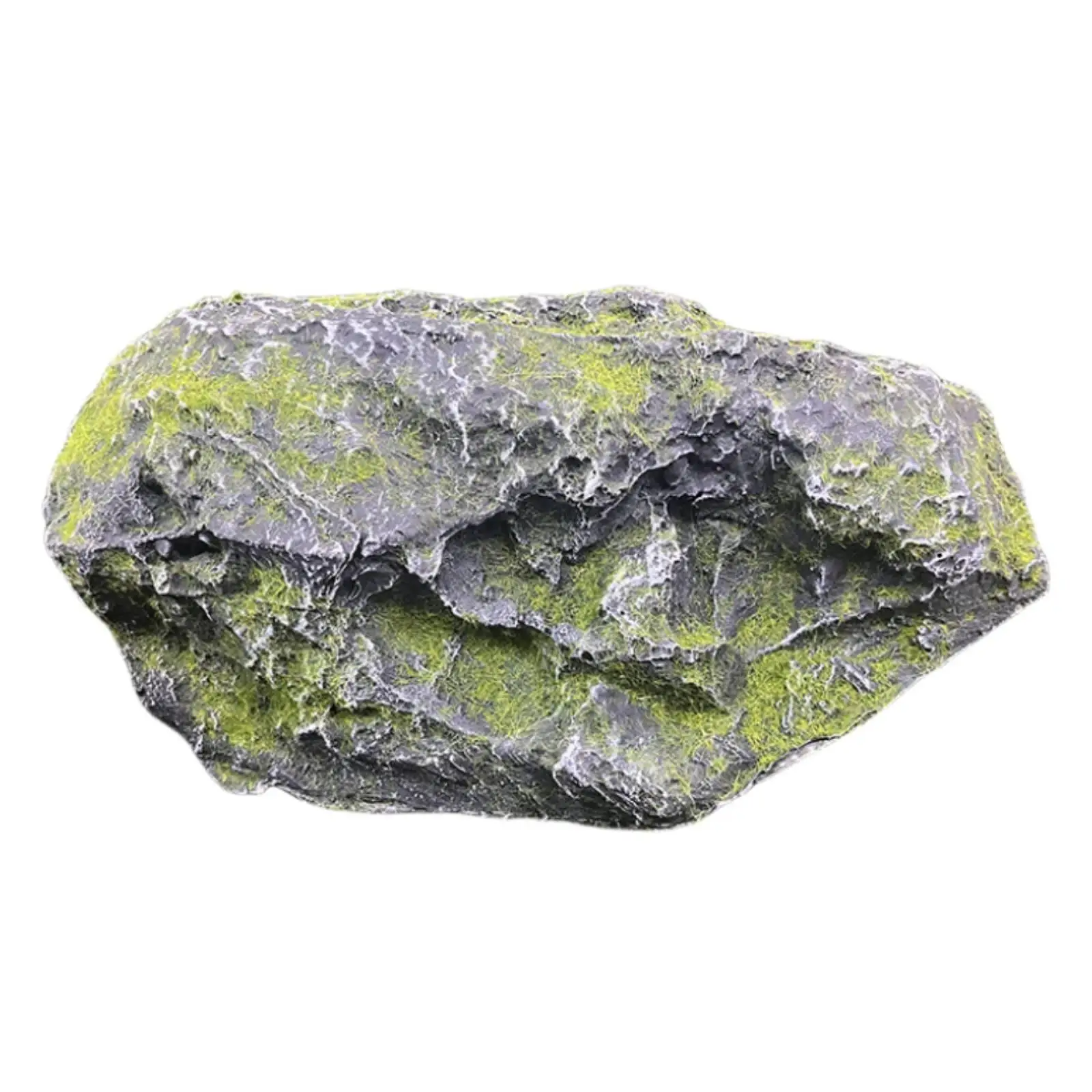 Moss Covered Artificial Stone Display for Garden Decor Lightweight Fiberglass Faux Rock Prop with Textured Surface for