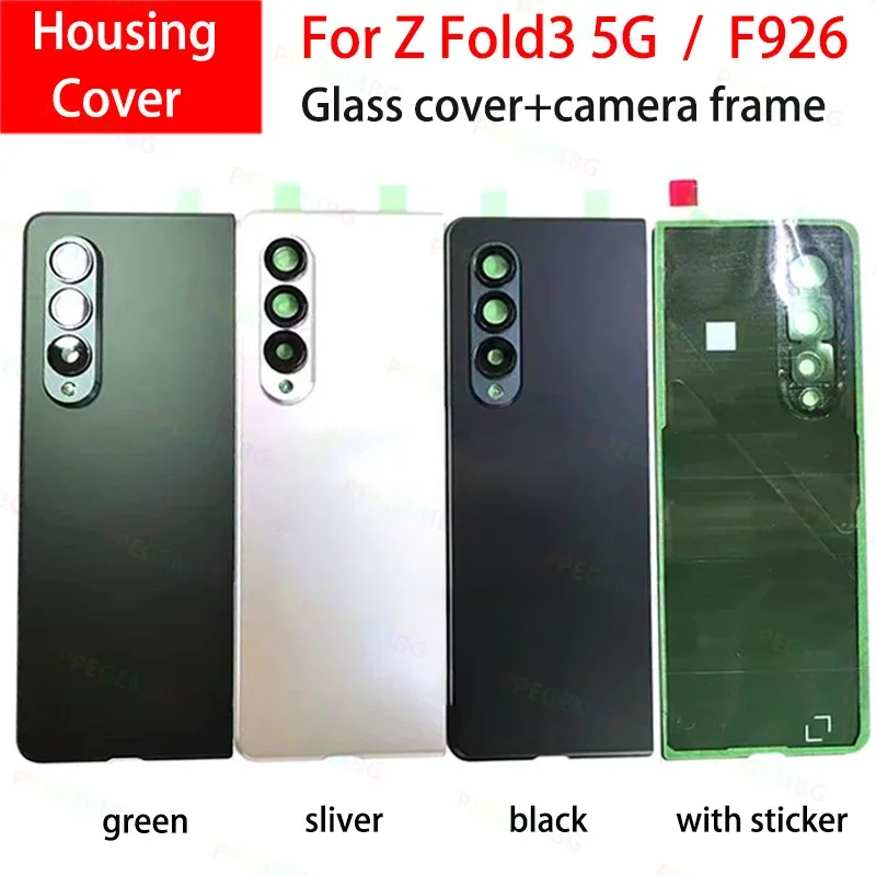 Glass for Samsung Galaxy Z Fold3 5g Z fold 3 f926 back case lid rear battery cover housing camera lens sticker replacement