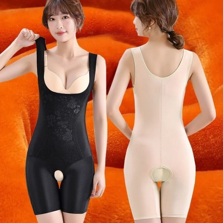 Inverno térmico emagrecimento roupa interior bodysuit cintura apoio realce do peito moldar colete quente macacão das mulheres