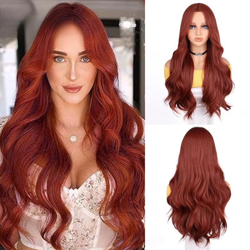 

Hot-selling temperament Female long hair medium section Big waves Long curly hair Fluffy natural fashion Full hood