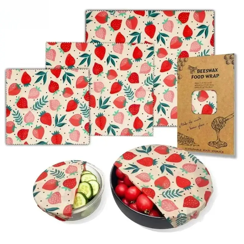 Natural Bees Wax Reusable Mixed Pattern Beeswax Wraps Bowl Cover Beeswax Food Wrap Eco Friendly Kitchen Wrap Replacement Organic
