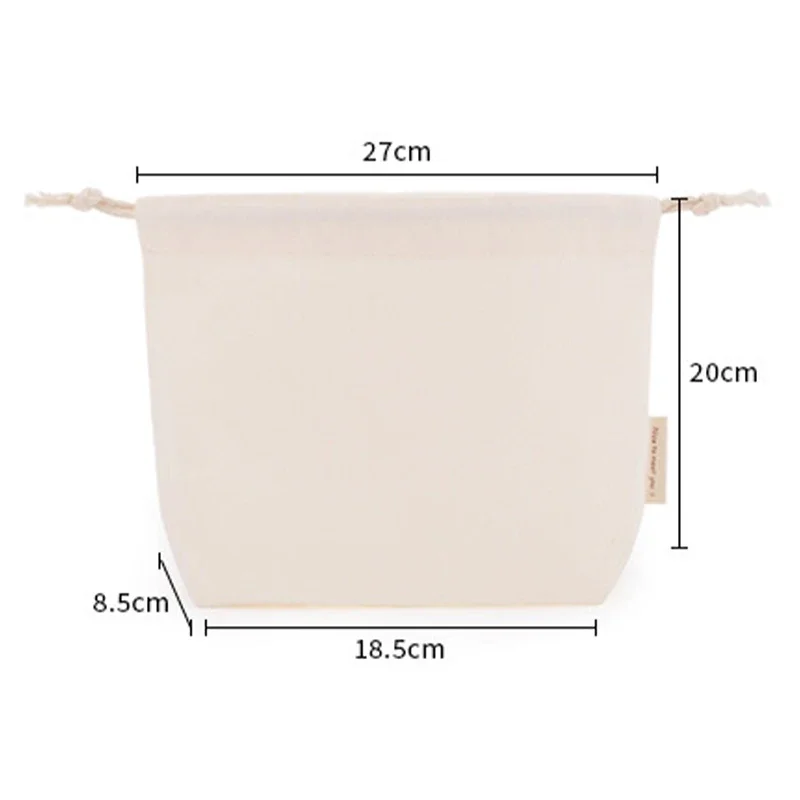 Large Cotton Drawstring Storage Bag Structured Canvas Pouch for Delicates Cosmetics Multi-Use Travel Organizer 27x20x8.5cm