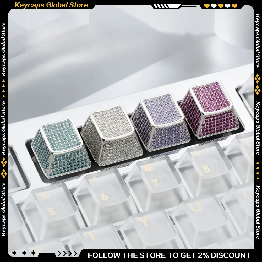 Zornher Starry Sky Gemstone Series Keycaps Electroplated with Zircon Material Handmade Cherry Profile Keyboard Accessories