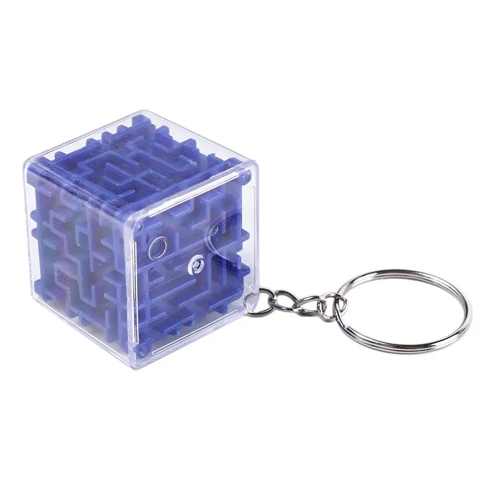 Baby Shower Intelligence 3D Maze Keychain Six-sided Puzzle Maze Keyring 3cm Cube Rolling Ball keychain Pinata Fillers