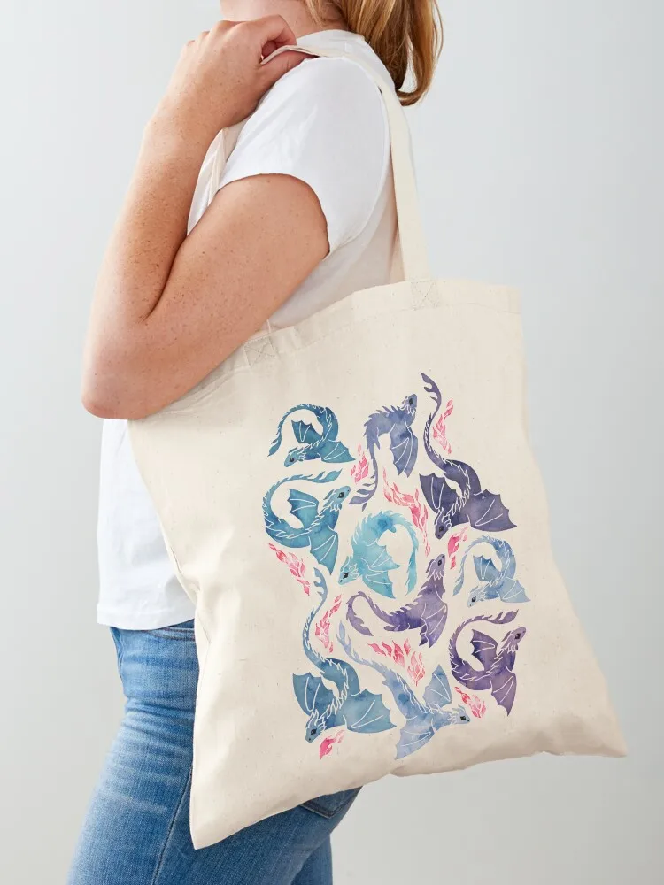 Dragon fire dark turquoise and purple Tote Bag personalized tote bag Gift bag Custom free delivery bags