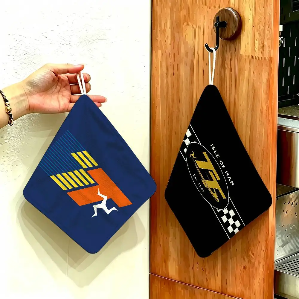 Isle Of Man TT Polyester Cotton Hanging Hand Towel, Super Absorbent Hand Wiping Towel for Daily Household Use