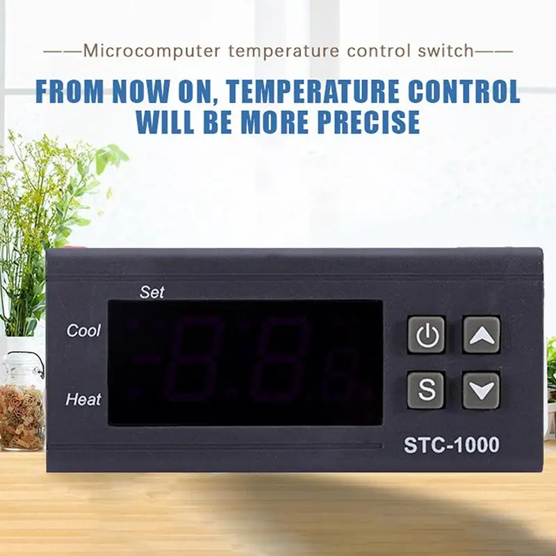 STC 1000 Digital Temperature Controller Dual Heating Cooling NTC Sensor Probe for Aquatic Pet Tank Temperature Monitoring