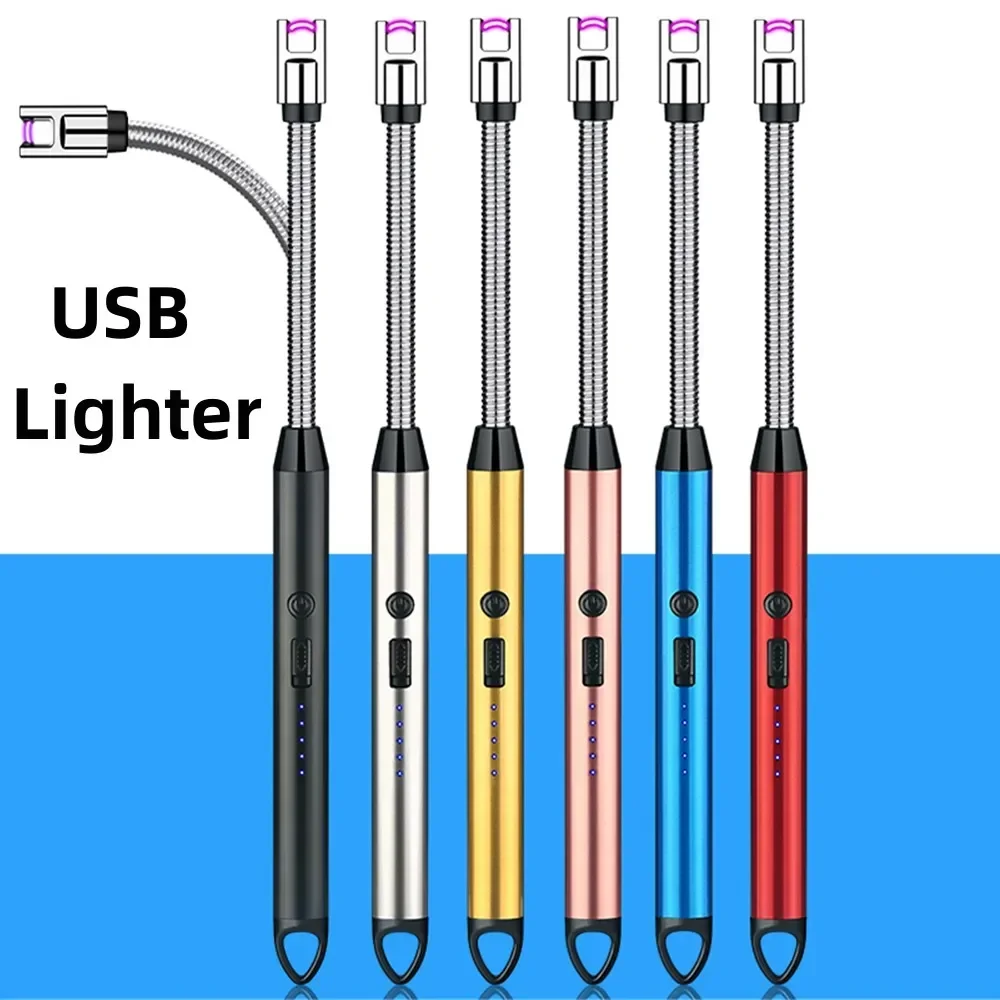 Wiatroodporna kuchenna elektryczna zapalniczka USB długa świeca BBQ kuchenka gazowa pistolet zapłonowy Camping akumulator łuk bezpłomieniowa