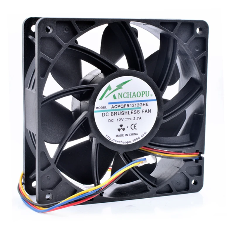 Brand new original ANCHAOPU QFR1212GHE 12cm 12038 120x120x38mm 12V 2.7A 4 lines pwm server chassis large air volume cooling fan