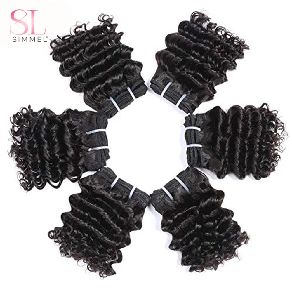 Short Deep Wave Hair Bundles Malaysian Curly Human Hair Weav 6 inches Double Draw Remy Hair Extensions Natural Cheap Bundle