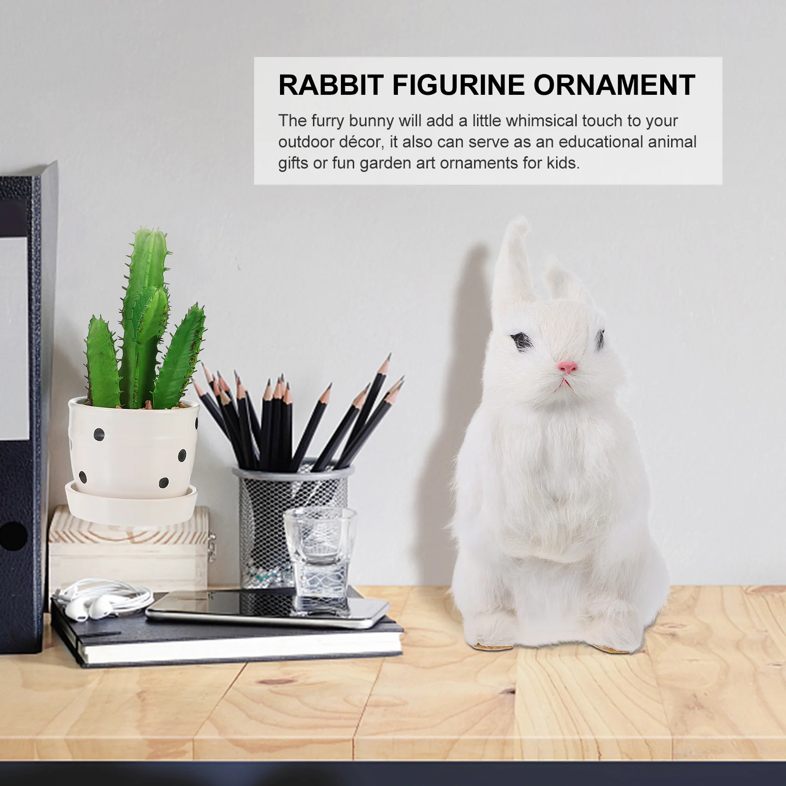 

1 шт., реалистичная статуя кролика, элегантное украшение для рабочего стола для дома, сада, офиса, гостиной, спальни, балкона, декор двора