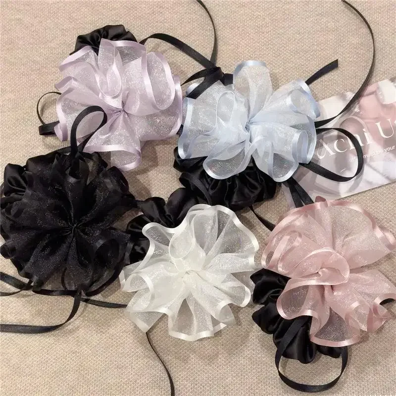 

New Korean Simple Mesh Hair Band Sweet Bow Ribbon Hair Ring Cute Ballet Headband Headwear Hair Accessories For Women Girls