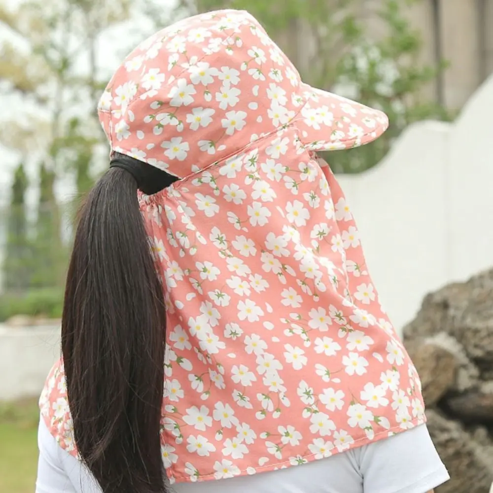 

Elegant Floral Women Sun Hat Neckline Mask Face Mask Cover Face Cap Climbing Cap Fishing Cap Sunscreen Bucket Hat Climbing