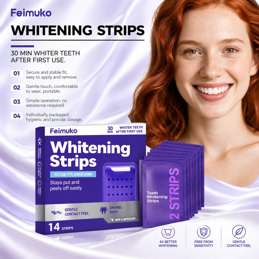 Purple Teeth Whitening Strips Brighten Tooth Improve Remove Dental Yellow Bright Smile Cleaning Oral Hygiene Teeth Bleach Strips