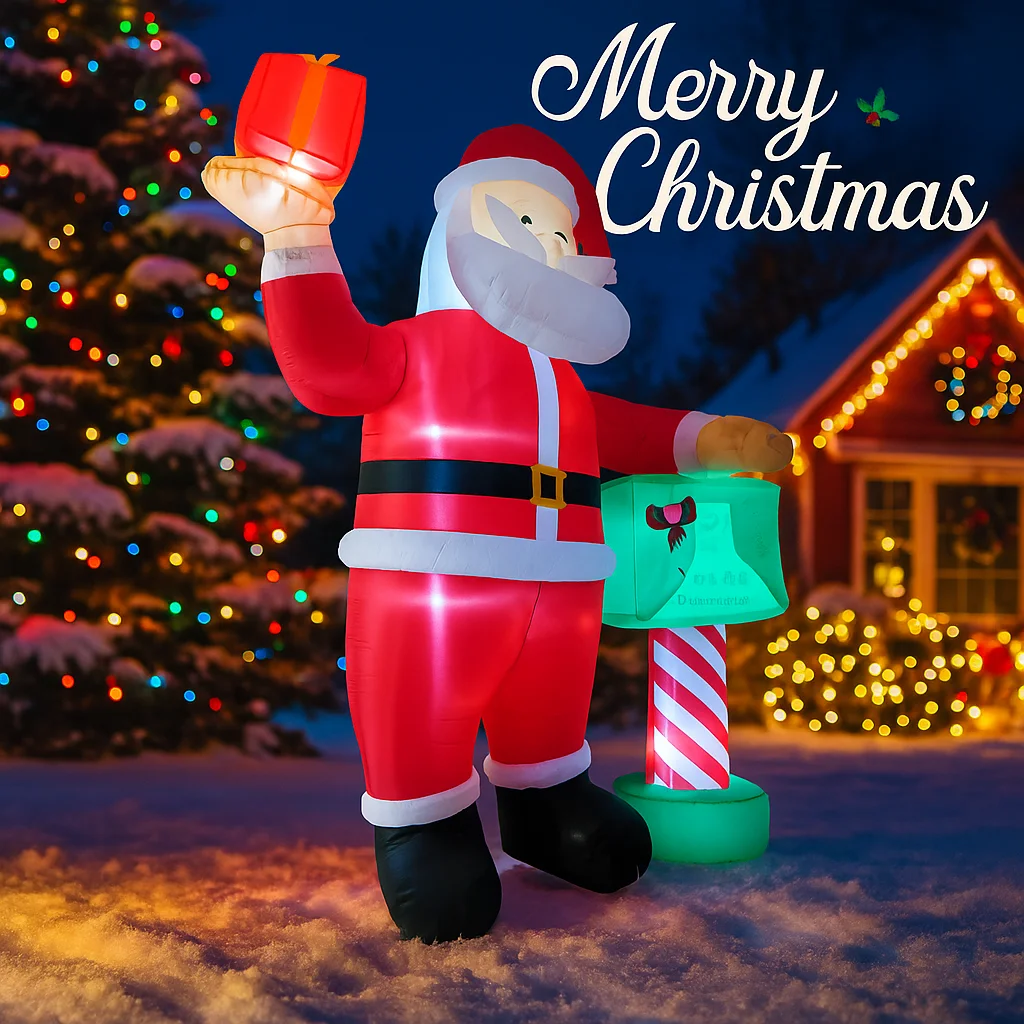 6.8FT Santa Claus Gift Box Inf - Xmas Outdoor Lighting Decorations review and price