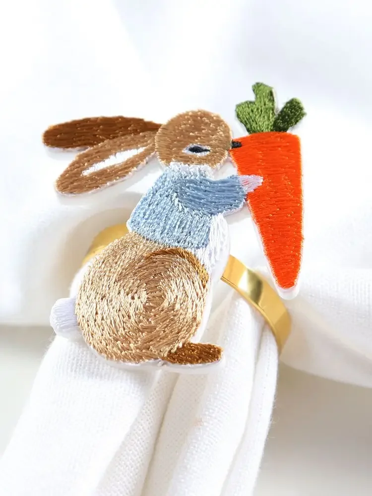 Easter napkin ring white rabbit napkin ring wedding hotel restaurant table decoration mouth cloth ring