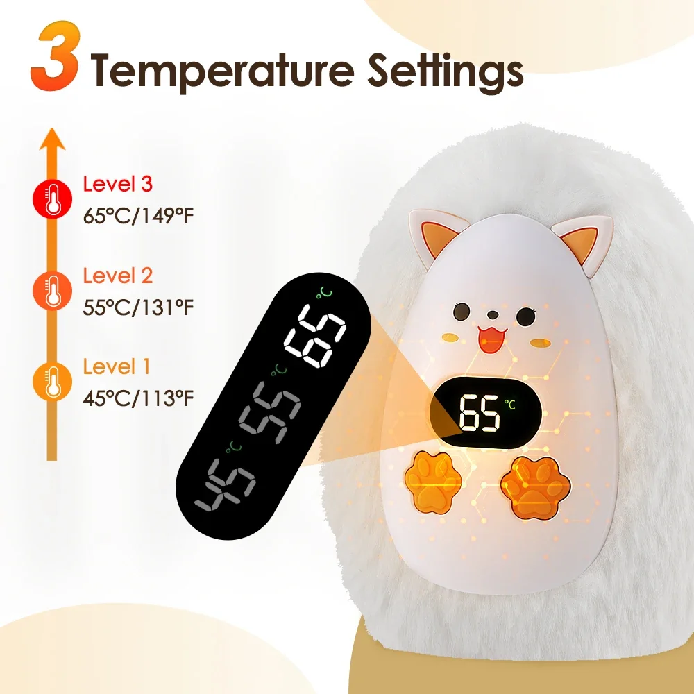

3 Level Heatting Plush Hand Warmer USB Rechargeable Fast Heating Portable Pocket Heater Winter Christmas Gift for Child