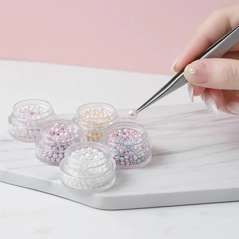 1 Box Dopamine Color Simulated Pearls Nail Charms, Diy Resin Pearl Decor For Elegant Nail Art, Perfect For Women & Girls