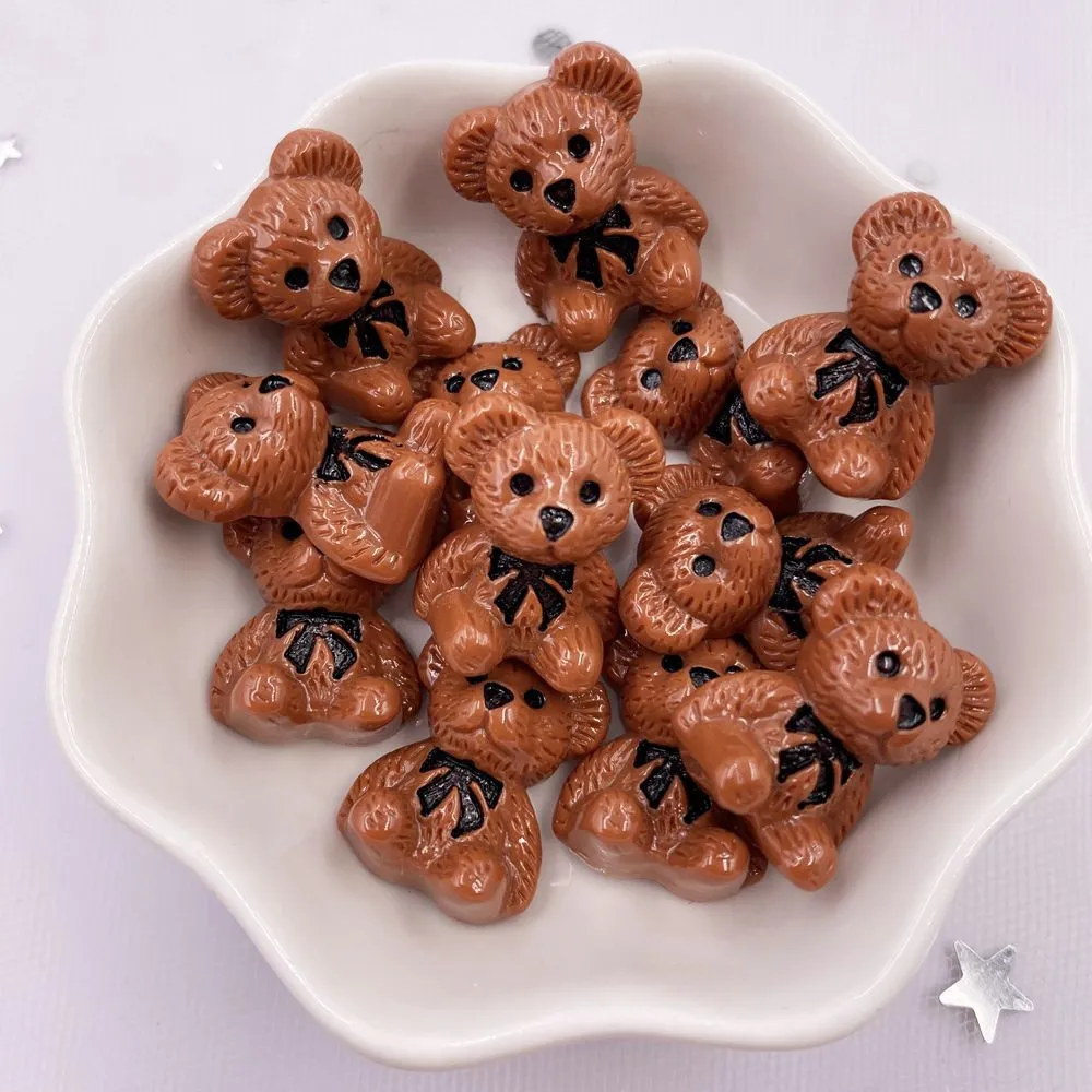 10PCS Hand Painted Resin Kawaii Colorful Bear Flatback Stone Figurine Scrapbook DIY Decor Home Accessories Crafts M113