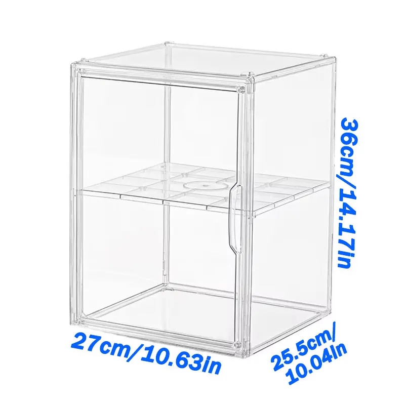 Transparent Blue Storage Organizer (36×27×25.5cm) – For Figurines, Jewelry, Makeup, Bag Items, Becomes Display Cabinet