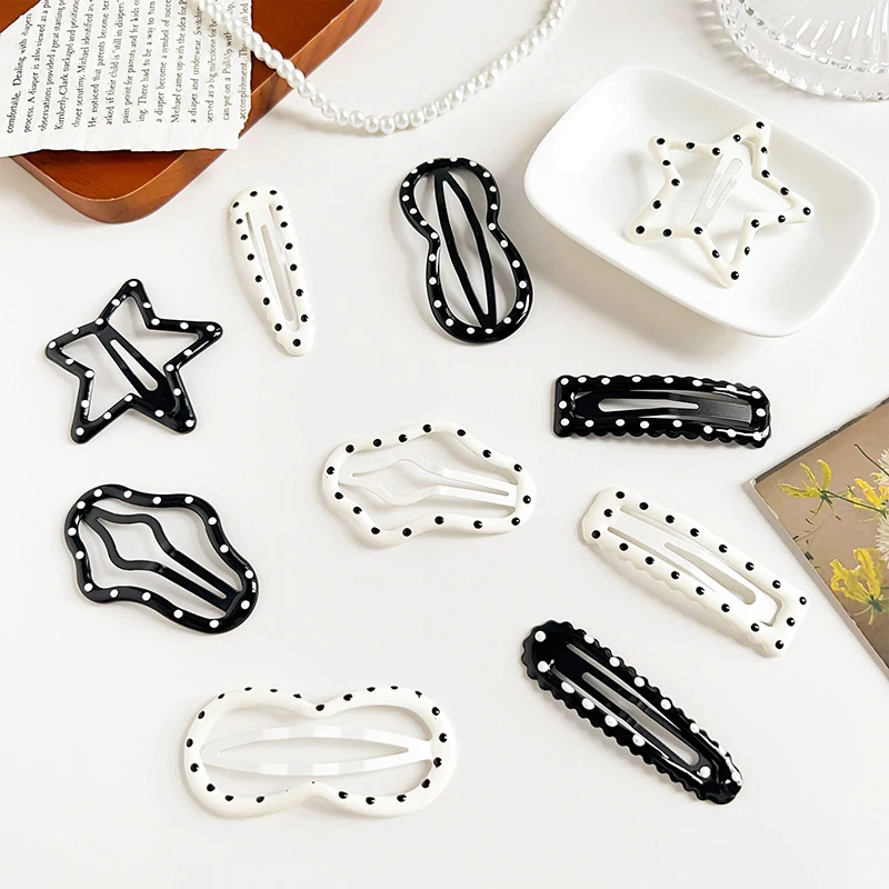 1PC Girl Broken Hair Bangs Clip Cloud Polka Dot Pentagram Hairpin Hollow Hair Accessories Simple Oil Drop BB Clip Headdress Clip