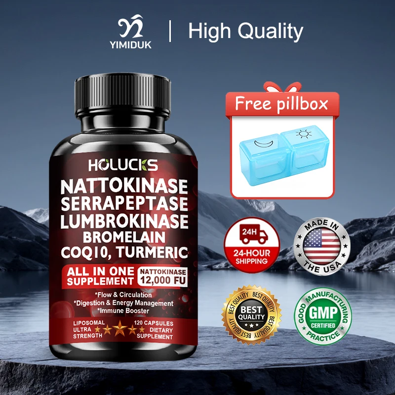 

HOLUCKS Nattokinase Serrapeptase Supplement, Support Circulation, Energy, Inflammation Relief & Overall Body Health for Adults