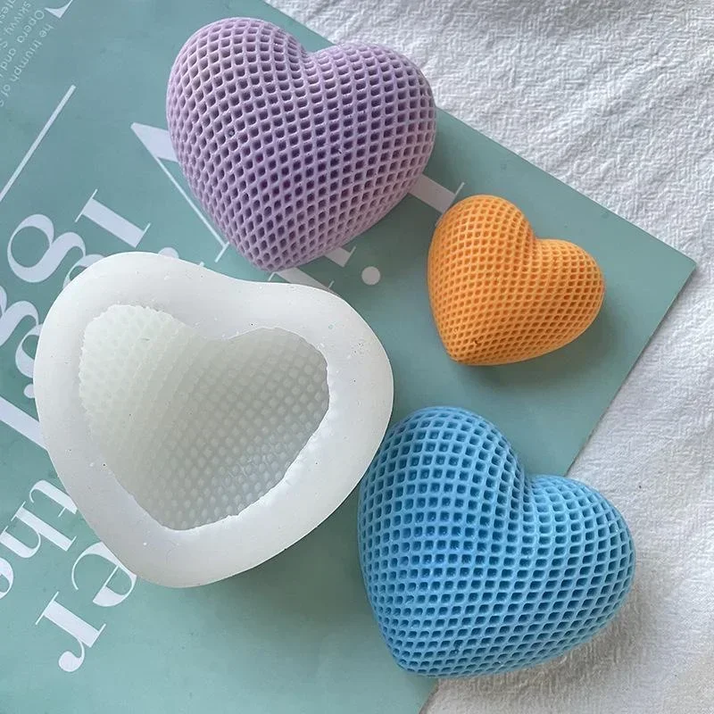 Diy Handmade 3D Woven Love Heart Silicone Mold Heart-shaped Candle Soap Plaster Cake Chocolate Baking Tool Valentine's Day Gift