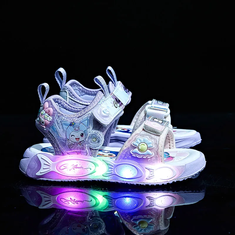 

Melody Girls Sandals Summer 2026 New Children's Princess Shoes Luminous Light Kulomi Beach Shoes Soft Sole