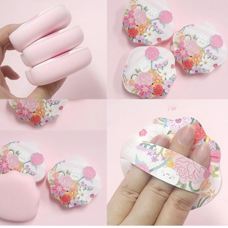 1個のかわいいウサギ型マシュマロエアクッションパウダーパフ、厚いルビーセルシェル型メイクアップパウダーパフ、乾湿両用