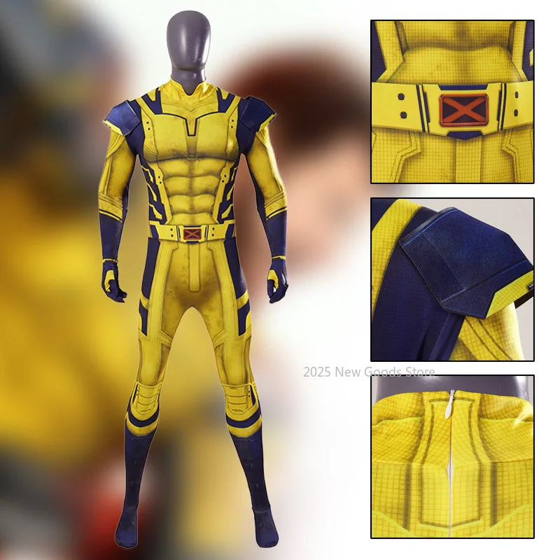 

Movie Wolverine Cosplay Costume 3D Printing Zentai Jumpsuit Shoulder Armor Set Bodysuit Superhero Halloween Party man kids woman