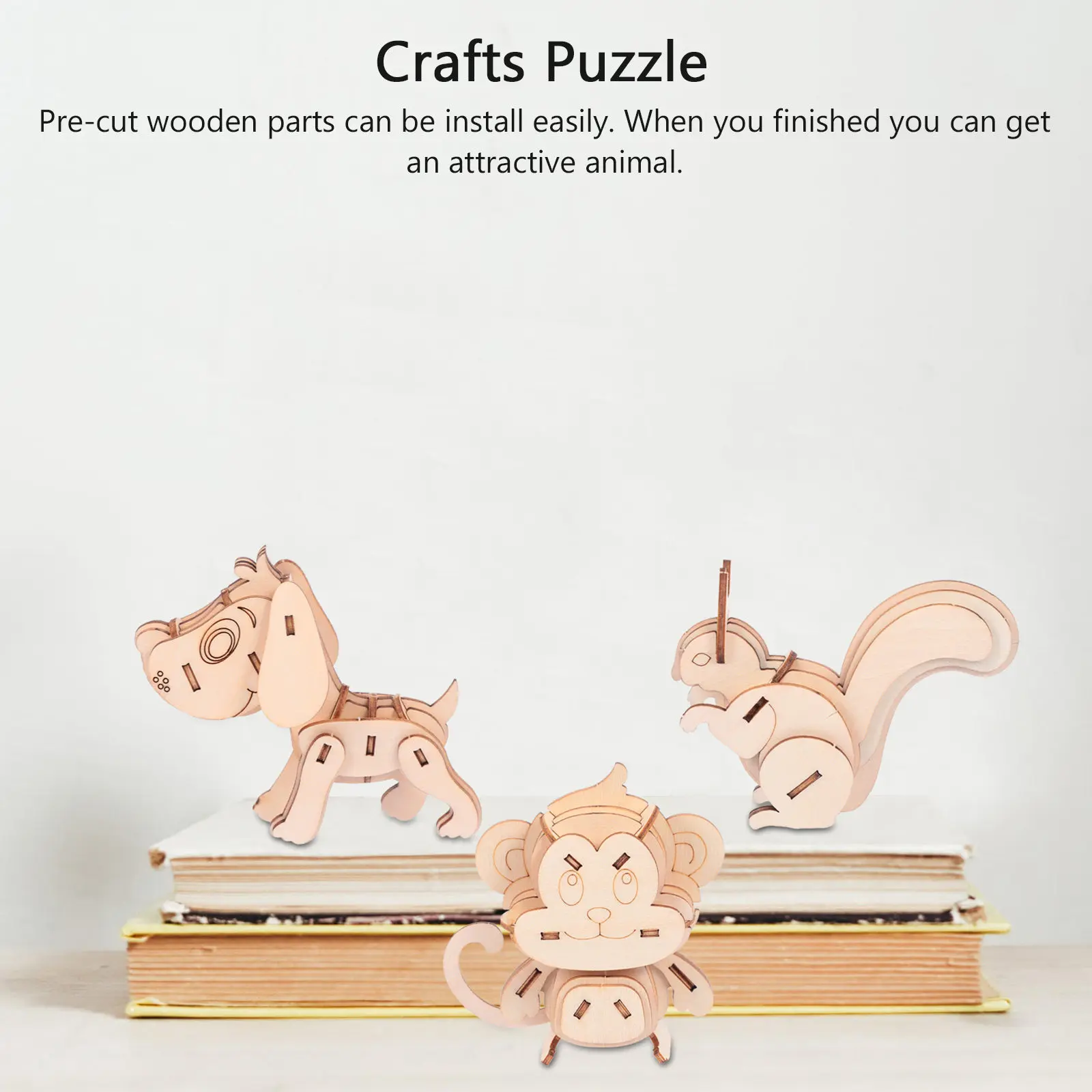 

3Pcs Wood Animal Puzzle Educational 3D DIY Craft Kits Environment Friendly Precision Cutting Enhance and Logical Skills
