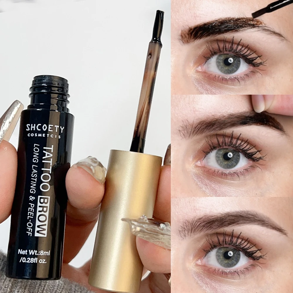 Afscheuren Van Wenkbrauwgel Make-Up Semi-Permanente Waterdichte Natuurlijke Wenkbrauw Tattoo Tint Blijvende Zweetbestendige Peel Van Kleurstof Wenkbrauwcrème