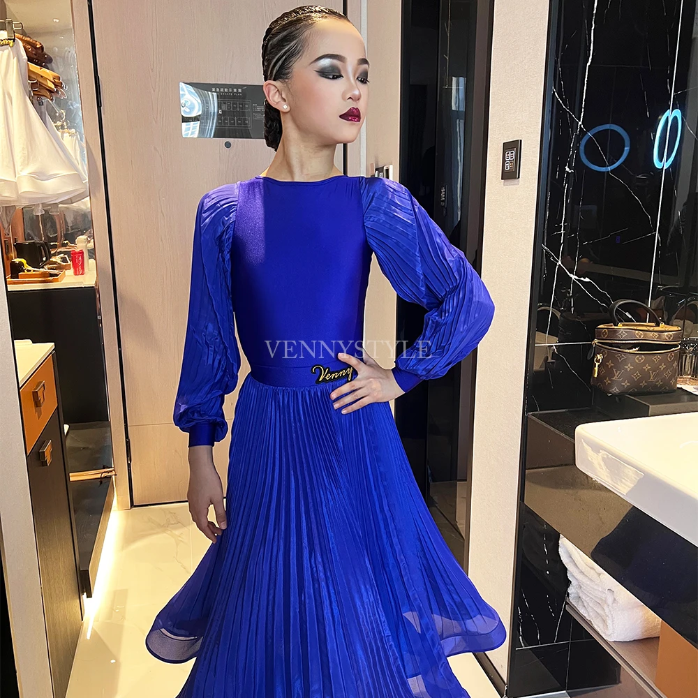 

Vennystyle Latin Dance Dress Two-Piece Custom Made Waltz Ballgown with Large Flared Skirt for Competition Performance