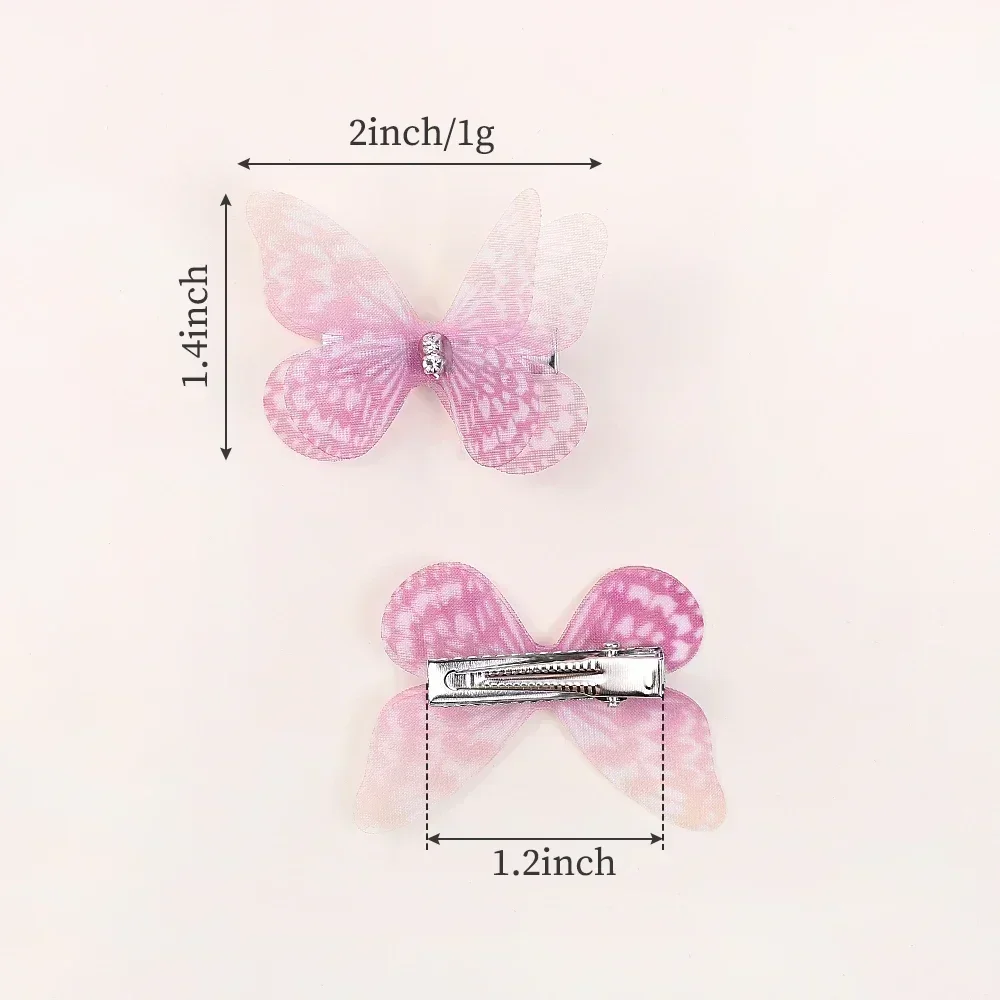 5pcs/set Cute Mesh Double-layer Simulation Butterfly Hairpins for Lovely Girls Princess Colorful Gradient Headwear Hair Clips